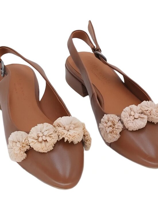 Gentle Souls Shoes - Gentle Souls Anana Poi Pom Pom Slingback Sandal Luggage Leather Sz 8.5M
